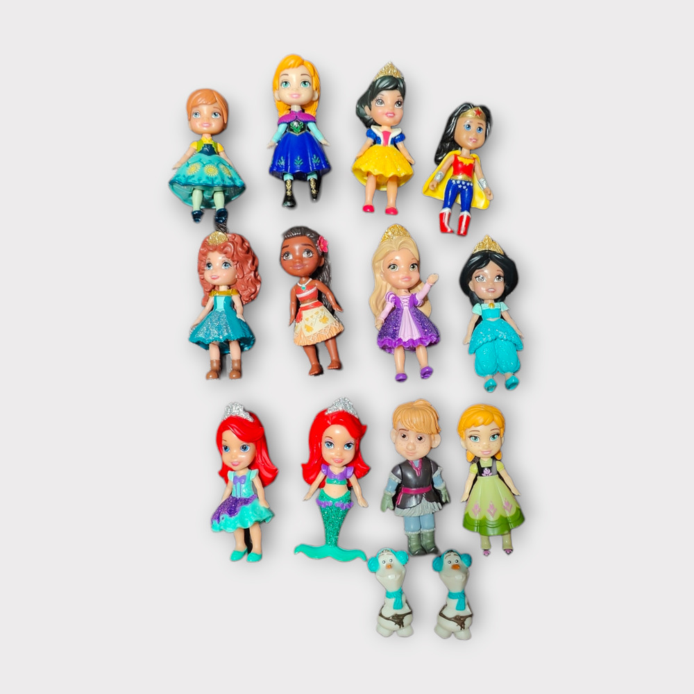 12 Disney Toddler 3" Posable Figurines and 1 Wonder Woman